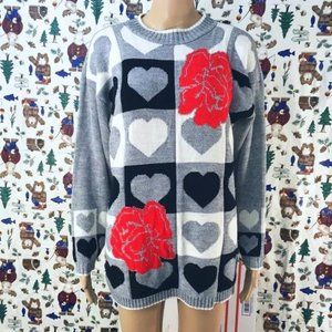 VINTAGE WOMEN'S TRAFFIC JAM KNIT SWEATER LARGE PULLOVER SWEATSHIRT CREW NECK